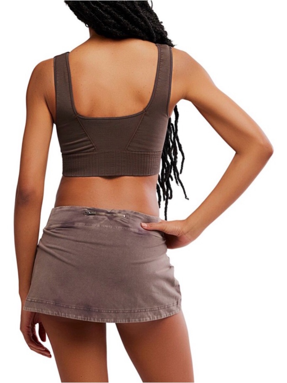 NWOT Free People Movement Square Neck Good Karma Bra In Washed Brown Size M/L - Picture 3 of 3